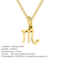 14K gold plated stainless steel Scorpio constellation pendant zodiac necklace jewelry - Scorpio / Gold
