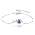 Silver 925 infinity bracelet with a round blue gemstone in a minimalist design - Platinum Plated Blue Spinel Infinity Bracelet 1.97g