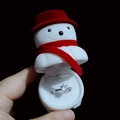 Handheld snowman jewelry box with red hat and scarf featuring a silver diamond ring - Snowman (Box Only)