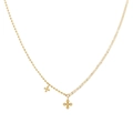 Collier minimaliste en titane plaqué or 18 carats avec pendentif croix et chaîne double - Doré