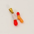 Colorful enamel letter H pendant with gold metal clasp in red white and orange - H-Single Pendant (Red White Orange/Gold)