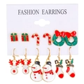 6-teiliges Set Weihnachts-Ohrringe mit Elch-, Baum- und Zuckerstangen-Motiven - KC Gold (Stil 2)