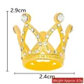 Golden mini alloy crown with rhinestones, 2.9cm height by 2.4cm width, weighing 8.9g - 5J55 Diamond Small Gold Round 01