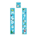 Set di striscioni natalizi per porte blu cielo con illustrazioni di Babbo Natale e renne - Blu
