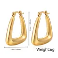 Polished 18K gold plated stainless steel hollow triangle hoop earrings with 2.6cm height - Triangular Hollow (MS-006) / Gold