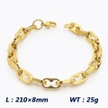 Bracciale a catena in acciaio inossidabile dorato con maglie a naso di maiale e moschettone - Stile Spesso Oro (KB1862238-Z)