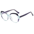 Polygonal TR90 anti-blue light glasses in transparent blue and purple frame design - Transparent Blue Purple