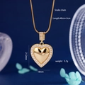 Golden heart shield necklace with micro-set zircons on a snake chain, 45cm length - Gold
