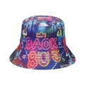 Cappello da pescatore retrò anni 80 90 con stampa graffiti neon e testo Back to the 80s - M(56-58cm) / Stile Neon Anni 80 (D)