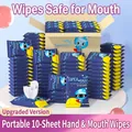 Portable 10-pack baby wet wipes for hand and mouth cleaning in dark blue superhero package - Super Baby Blue / 10 Sheets/Pack