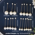 Guide des dimensions pour boucles d'oreilles perles montrant longueurs et tailles de perles - Ensemble de Barrette à Cheveux en Perles / Or/Blanc