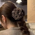Matte leopard print flower hair claw clip for women in autumn brown amber tones - Coffee Leopard Flower Claw Clip