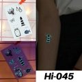 Luminous blue tattoo sticker Hi-045 featuring lighthouse and butterfly designs - Hi-045 (Lighthouse & Bulb)