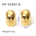 Dettaglio orecchini placcati oro 18k a facce irregolari con misura altezza 25mm - Oro (HF-E3383-G)