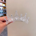 Elegant silver tiara hair comb for girls with sparkling rhinestones for princess parties - 10# Sparkling Crown Hair Comb