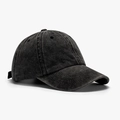 Dark grey washed denim baseball cap with vintage distressed texture and curved brim - One Size(Adjustable) / Black