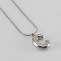 Silver stainless steel snake chain necklace with bubble letter C pendant for women - Letter C [Steel]