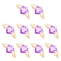 Lot de 10 pendentifs cœur en cristal violet avec ailes dorées pour bijoux DIY - Violet