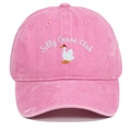 Pink vintage washed baseball cap with Silly Goose Club embroidery and white goose - Pink