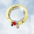 Exquisite pearl and sea blue bracelet with yellow jade-like beads and silver charms - S004-yellow Bamboo-shaped Bracelet With Red Beads And The Character "福" (fu Meaning Good Fortune) #sz057