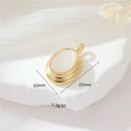 Detail view of 16x25mm oval white shell pendant with gold frame and weight info - 14K Gold H-12102 White Shell Oval