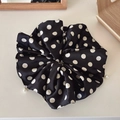 Elastico per capelli in raso a pois con perle bianche e fascia elastica interna - Scrunchie di perle / Polka Dot Nero