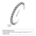 Men's vintage braided stainless steel cuff bracelet with technical size specifications - B-506 Braided Texture