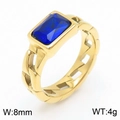 Vintage Ring 18K vergoldet mit blauem Zirkonia und hohlem Kettendesign für Damen - Größe 6 (52mm) / Gold Dunkelblauer Edelstein