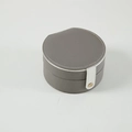 Portable semicircular jewelry box in textured grey finish with white trim and gold clasp - Gray
