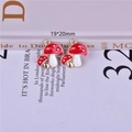 Schattige rood-witte emaille paddenstoel bedel voor DIY sieraden, maat 19x20mm - Dubbele Paddestoel Witte Steel