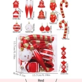 Set da 16 palline di Natale assortite rosso e bianco con dimensioni dettagliate - Rosso
