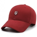 Classic burgundy baseball cap with shield embroidery and high-density cotton texture - Adjustable / Red