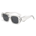 Lunettes de soleil carrées modernes avec monture gris transparent et verres gris - Monture Grise Transparente Verres Gris (C7)