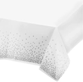 White disposable tablecloth with silver polka dots for wedding party and festive events - Silver Dots