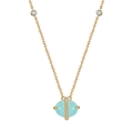 Bohemian gold necklace with light blue stone pendant and sparkling diamond accents - Aquamarine, 14K Gold Plated, Approx. 3g