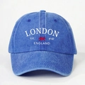Casquette de baseball bleu marine délavée vintage avec broderie London et drapeau UK - Bleu Royal