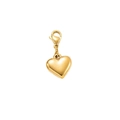 Golden heart charm pendant with lobster clasp for DIY necklace and bracelet jewelry - Polished Heart