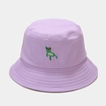 Close-up of green frog embroidery detail on a light purple cotton canvas bucket hat - M (56-58cm) / Light Purple