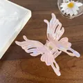 Iridescent pink butterfly hair claw clip with pearlescent resin for women's hairstyle - Large Butterfly 9cm / Holographic Pink