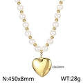 Elegante collar de perlas con colgante de corazón dorado brillante y dimensiones - Collar (KN54744-Z) / Dorado