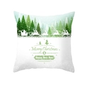 Square Christmas pillowcase with green trees and reindeer sleigh on white background - Santa Sleigh Silhouette - Green