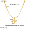 Detailed size specifications for 18K gold plated snake chain with letter N pendant - Style N (DFN148N)
