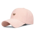 Casquette de baseball rose à chevrons pour femmes avec nœud métallique doré - Réglable / Rose