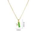 Golden titanium steel necklace with green bamboo pendant and cubic zirconia accents - Green Bamboo - Gold Chain (A078)
