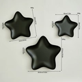 Three-piece set of matte black star-shaped decorative iron trays in various sizes - Black