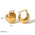 Boucles d'oreilles boules en acier inoxydable plaqué or 18 carats, 20mm x 19mm - Or Brillant (TE6013-G)