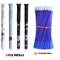 Erasable space-themed pens set with 4 pens and 50 blue ink refills for students - Astronaut Style Pens And Refills / Black Ink