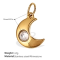 Golden moon pendant in stainless steel with sparkling rhinestone inlay for necklaces - Rhinestone Crescent Moon Style (PJ536WEG)