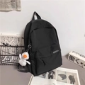 Zaino da viaggio nero minimalista con ciondolo a papera e tessuto impermeabile - Nero Con Pendente Anatra