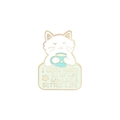 Funny white cat with coffee enamel pin featuring I WORK HARD SO MY CAT CAN LIVE A BETTER LIFE - White Cat with Cup-I WORK HARD